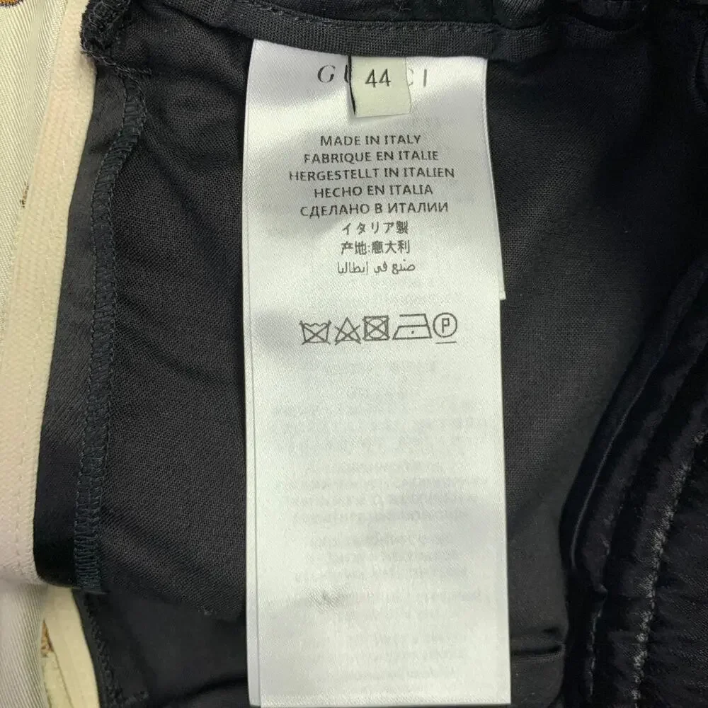 GUCCI Size 28 Black Beige Monogram Acorns Acetate Joggers Shorts